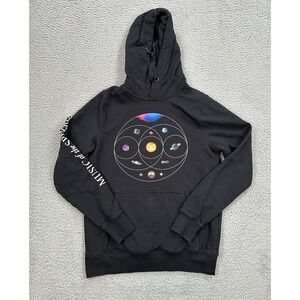 Coldplay Hoodie Mens Medium Music Of The Spheres Graphic Print Long Sleeve Black